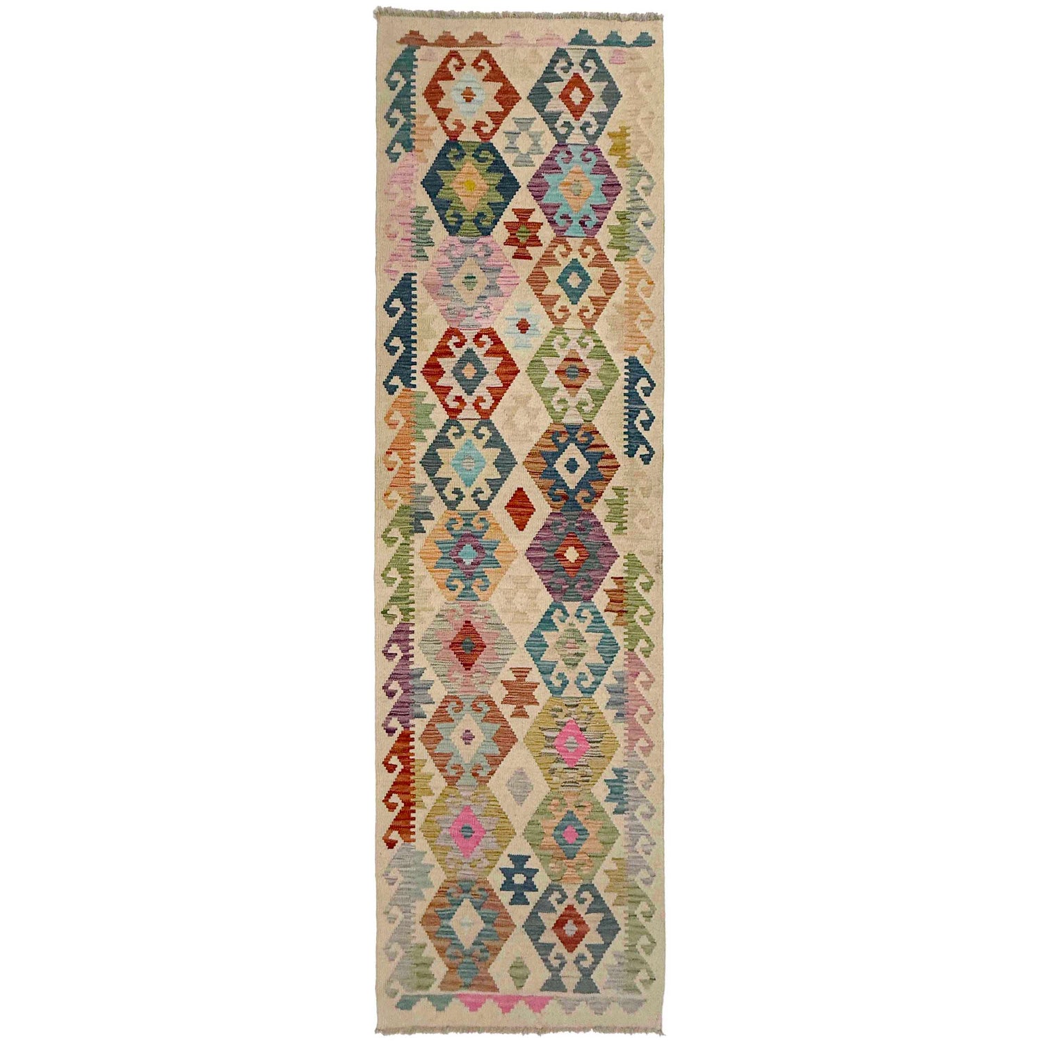 Handmade Afghan Vegetable Kilim Runner 2' 7" x 9' 7" ft / 79 x 293 cm - No. R38733