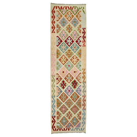 Multi Color ful Flat-Weave Wool Kilim Runner 2' 9" x 9' 6" ft / 85 x 290 cm - No. R38736