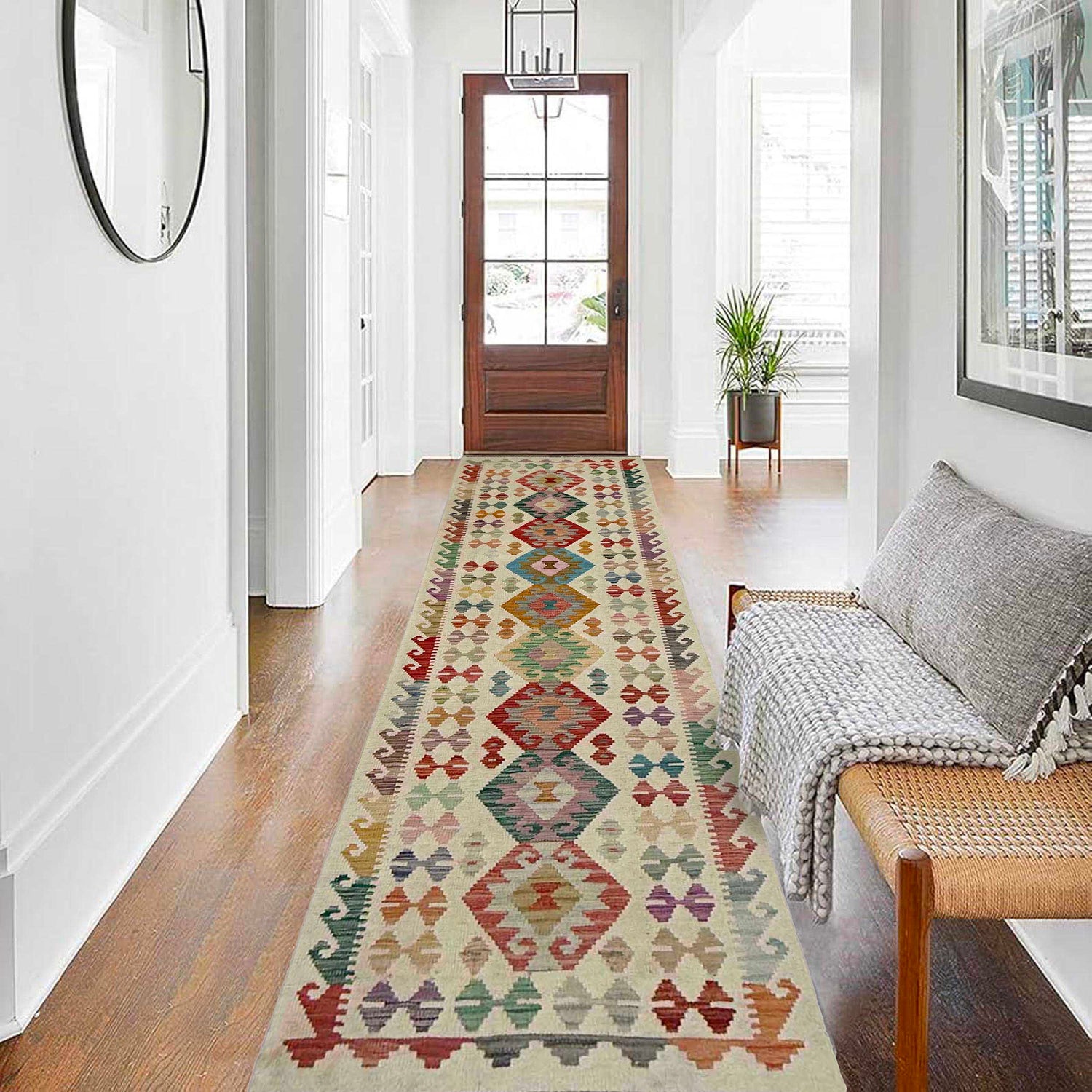 Handmade Vegetable Kelim Runner 2' 7" x 9' 8" ft / 78 x 294 cm - No. R38738
