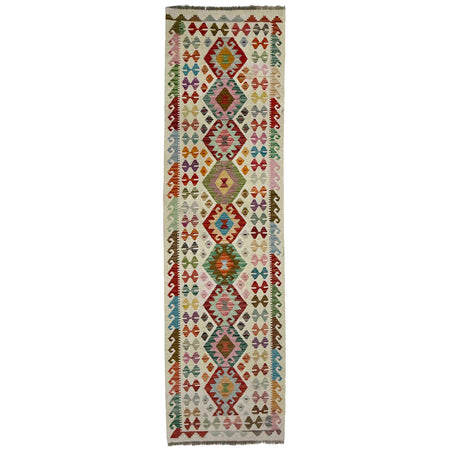 Hand Knotted Afghan Style Kilim Runner 2' 8" x 9' 8" ft / 81 x 294 cm - No. R38739