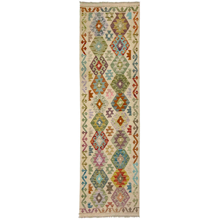 Hand Woven Wool Kelim Runner 2' 7" x 9' 5" ft / 79 x 288 cm - No. R38740