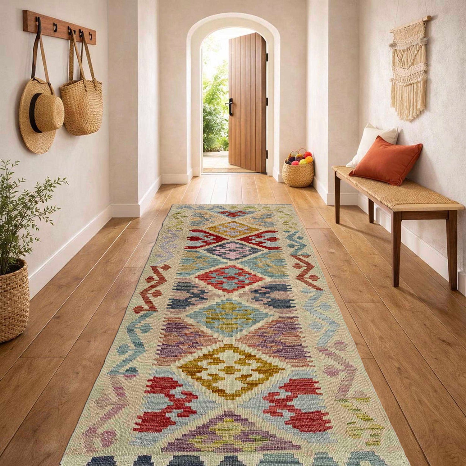 Handmade Vegetable Kelim Runner 2' 0" x 5' 7" ft / 62 x 171 cm - No. R38743
