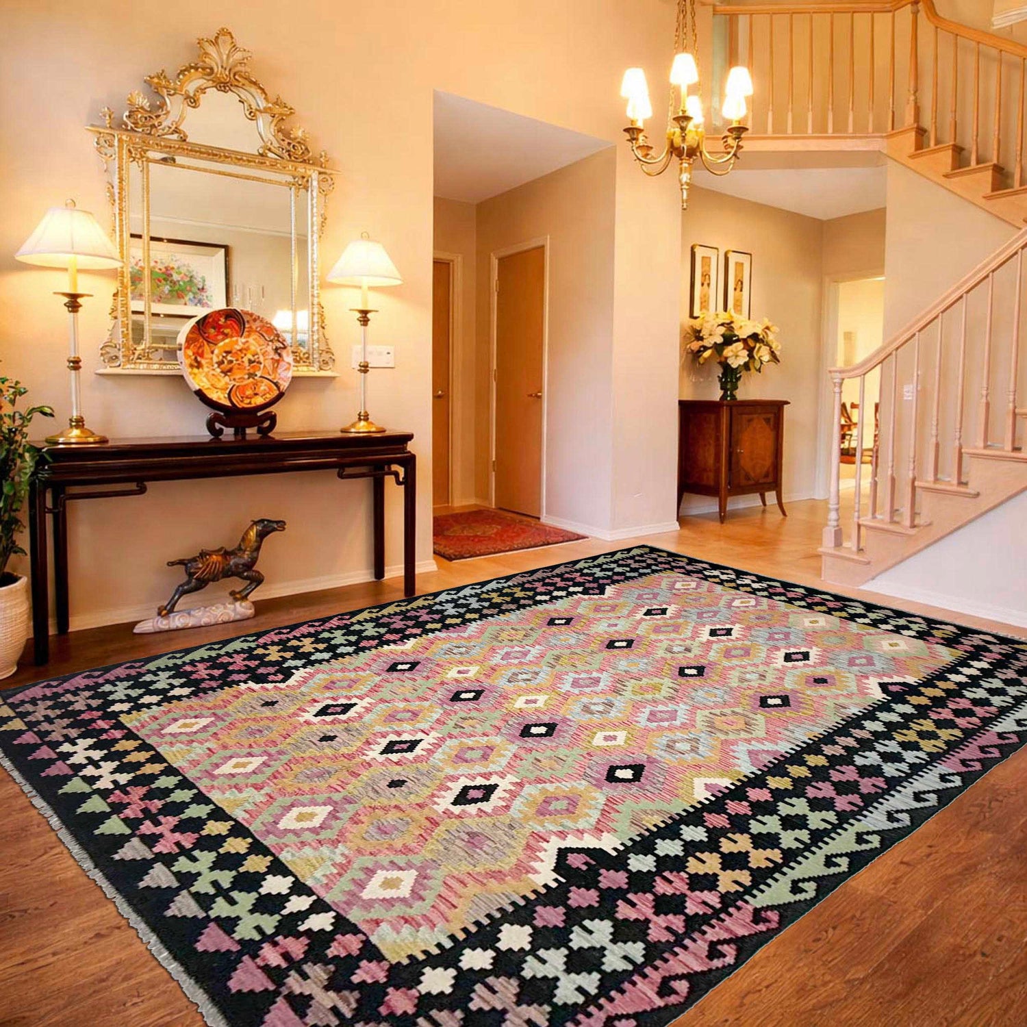 Handmade Vegetable Kilim 6' 8" x 9' 8" ft / 203 x 294 cm - No. R38745
