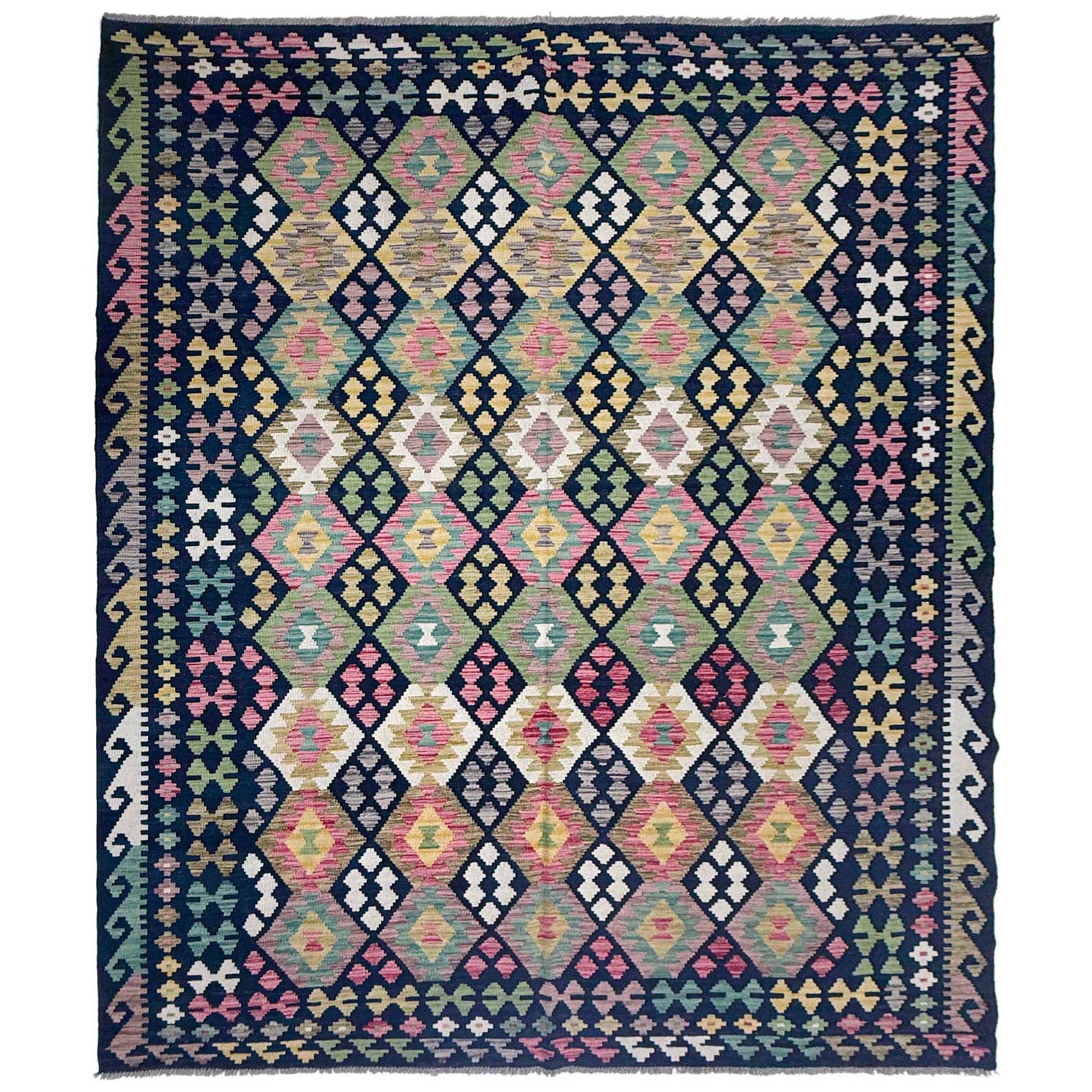 Handmade Afghan Vegetable Kilim 6' 8" x 9' 6" ft / 203 x 290 cm - No. R38750
