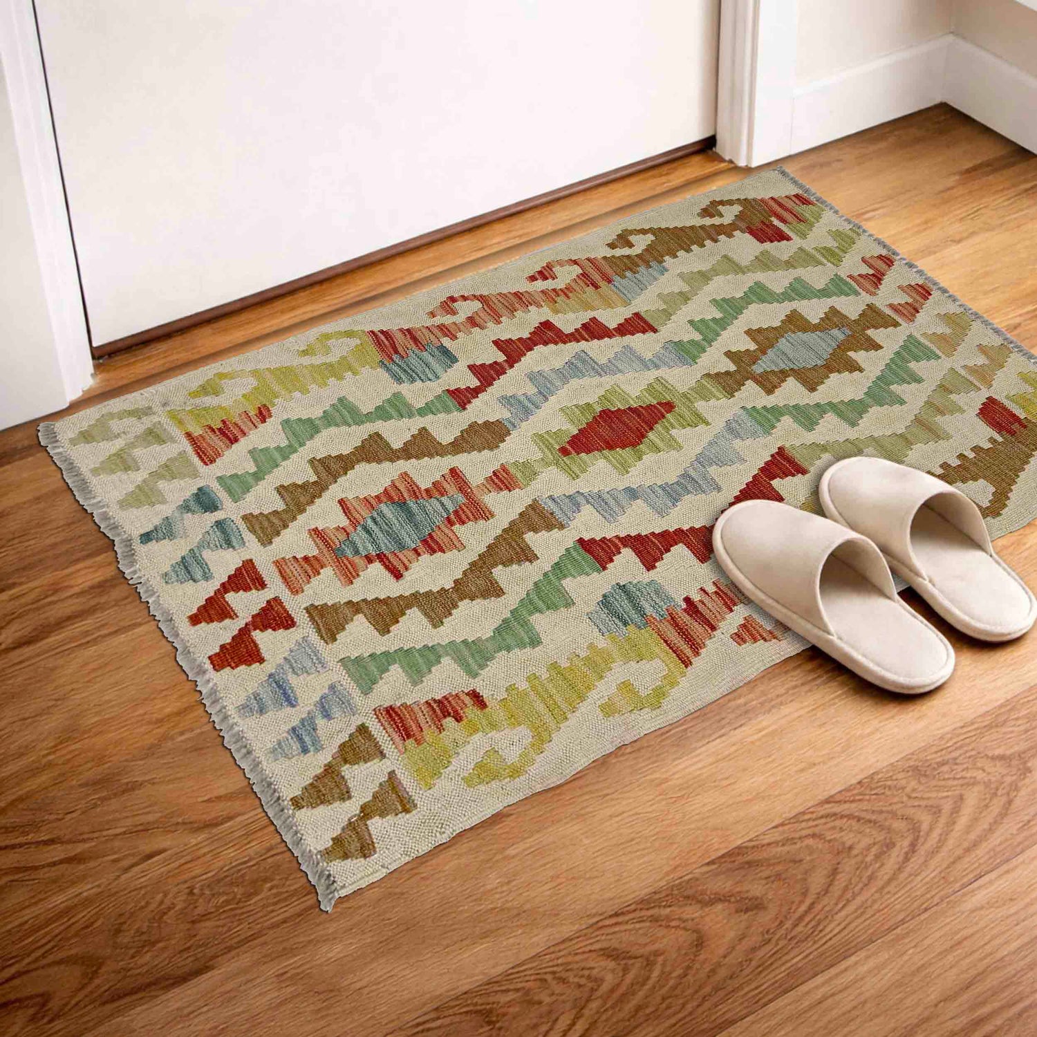 Handmade Vegetable Kilim 2' 2" x 3' 2" ft / 66 x 96 cm - No. R38752