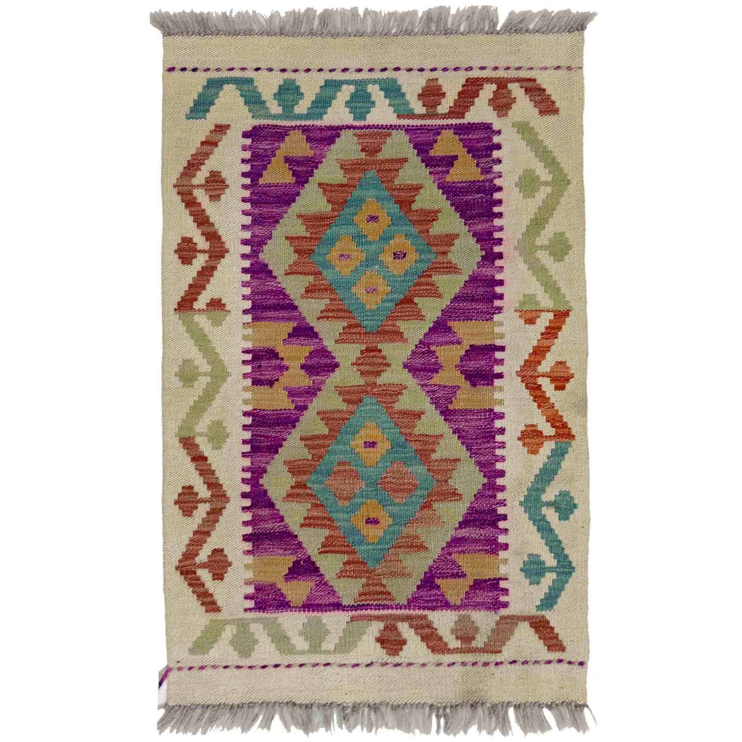 Handmade Vegetable Kelim 1' 11" x 2' 10" ft / 58 x 87 cm - No. R38760