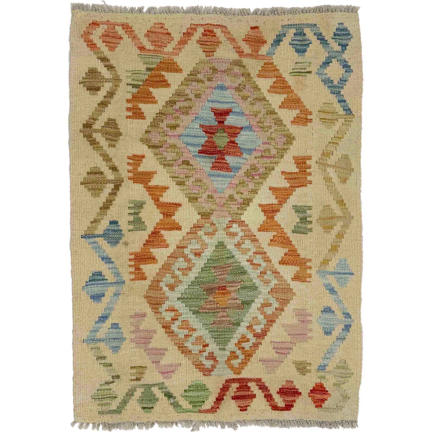 Hand Knotted Afghan Style Kilim 2' 2" x 3' 2" ft / 66 x 97 cm - No. R38762