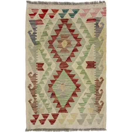 Hand Woven Wool Kelim 1' 11" x 2' 10" ft / 59 x 87 cm - No. R38763