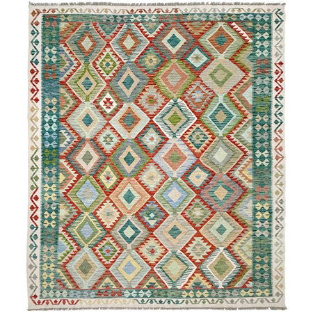 Handmade Afghan Vegetable Kilim 8' 1" x 10' 0" ft / 246 x 306 cm - No. R38773