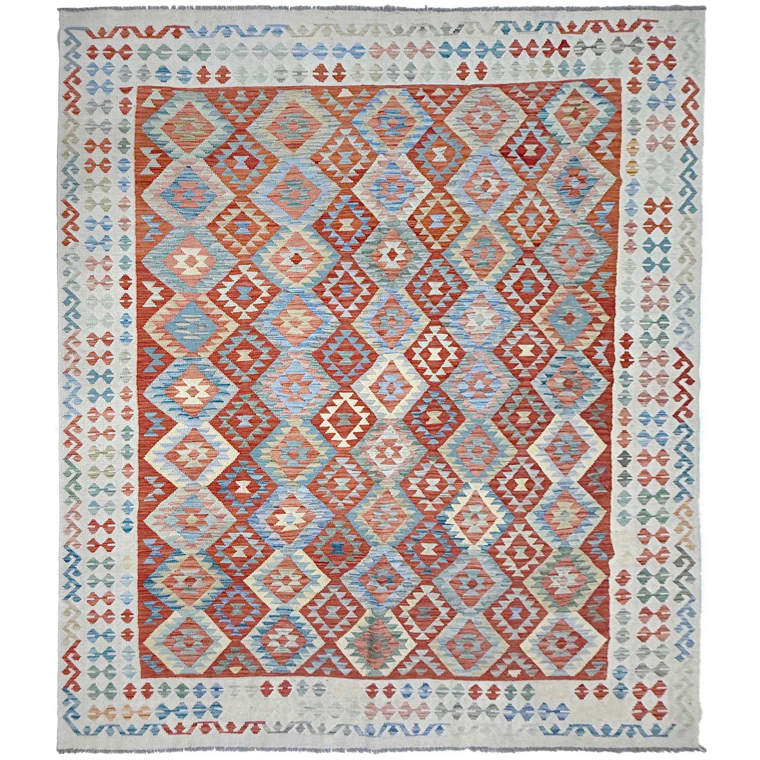 Handmade Turkish Design Wool Kilim 8' 0" x 11' 1" ft / 243 x 338 cm - No. R38774