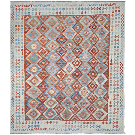Handmade Turkish Design Wool Kilim 8' 0" x 11' 1" ft / 243 x 338 cm - No. R38774