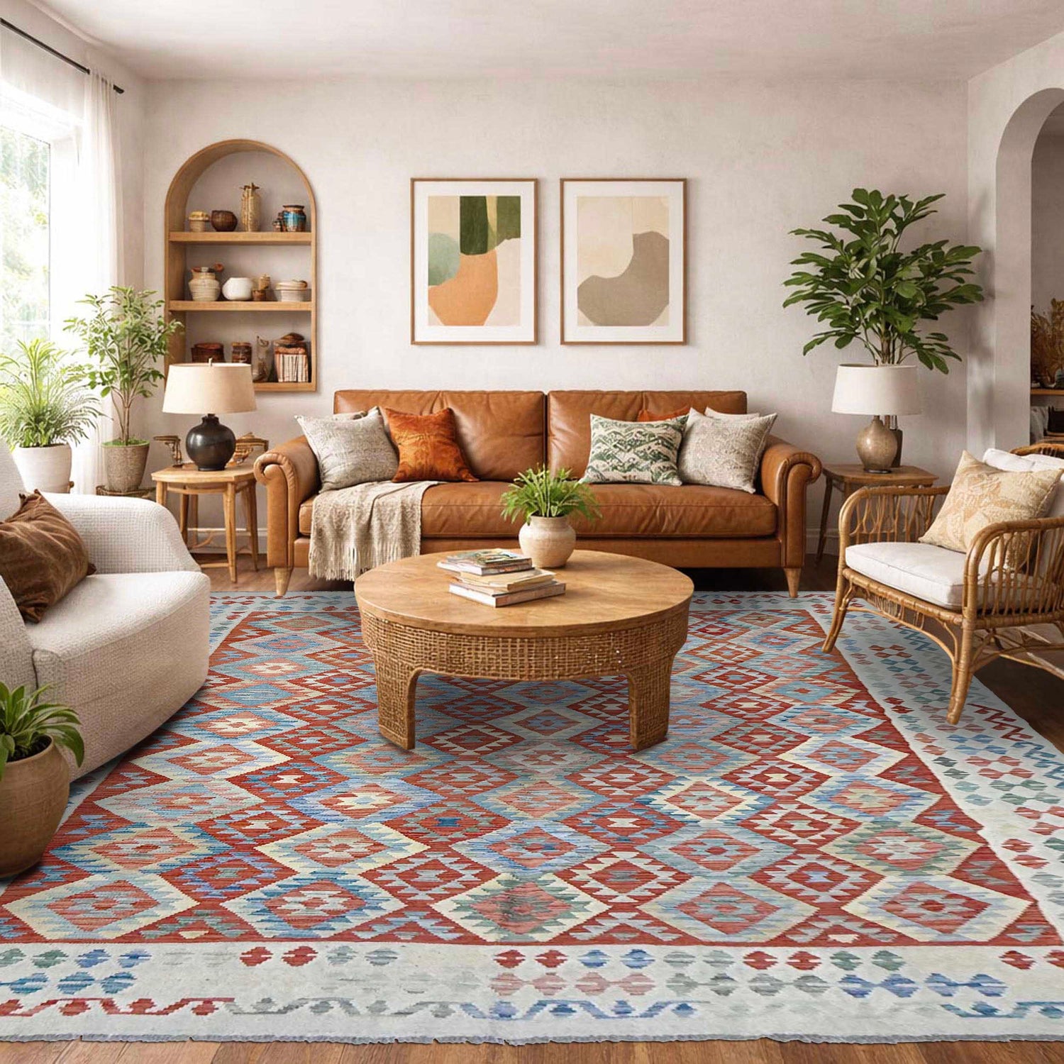Handmade Turkish Design Wool Kilim 8' 0" x 11' 1" ft / 243 x 338 cm - No. R38774