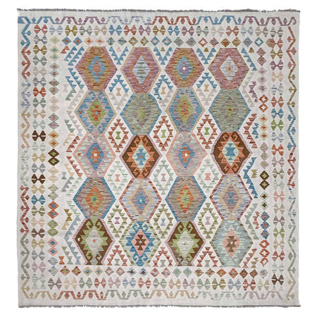 Hand Made Afghan Kilim 8' 5" x 9' 7" ft / 257 x 293 cm - No. R38776