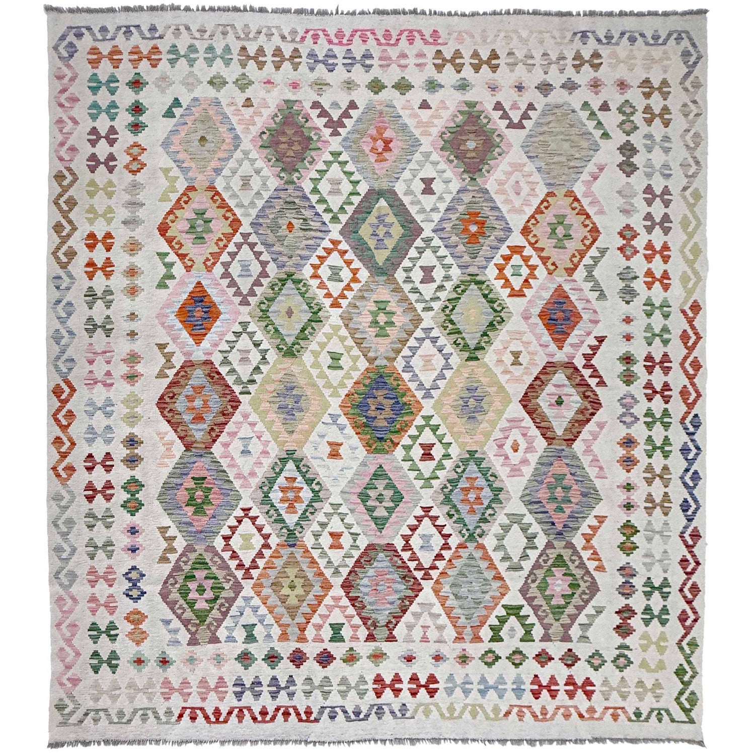 Handmade Vegetable Kilim 8' 10" x 9' 3" ft / 269 x 283 cm - No. R38782