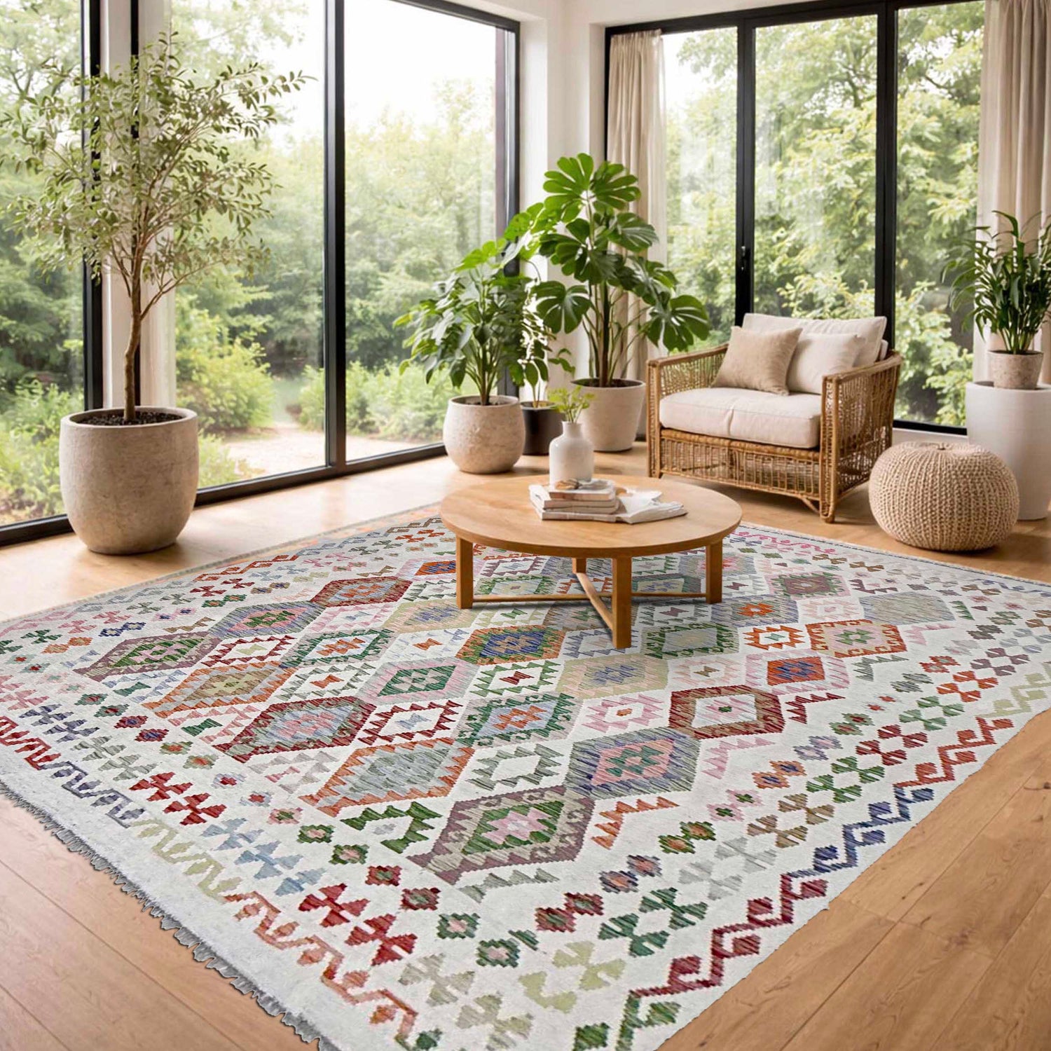 Handmade Vegetable Kilim 8' 10" x 9' 3" ft / 269 x 283 cm - No. R38782