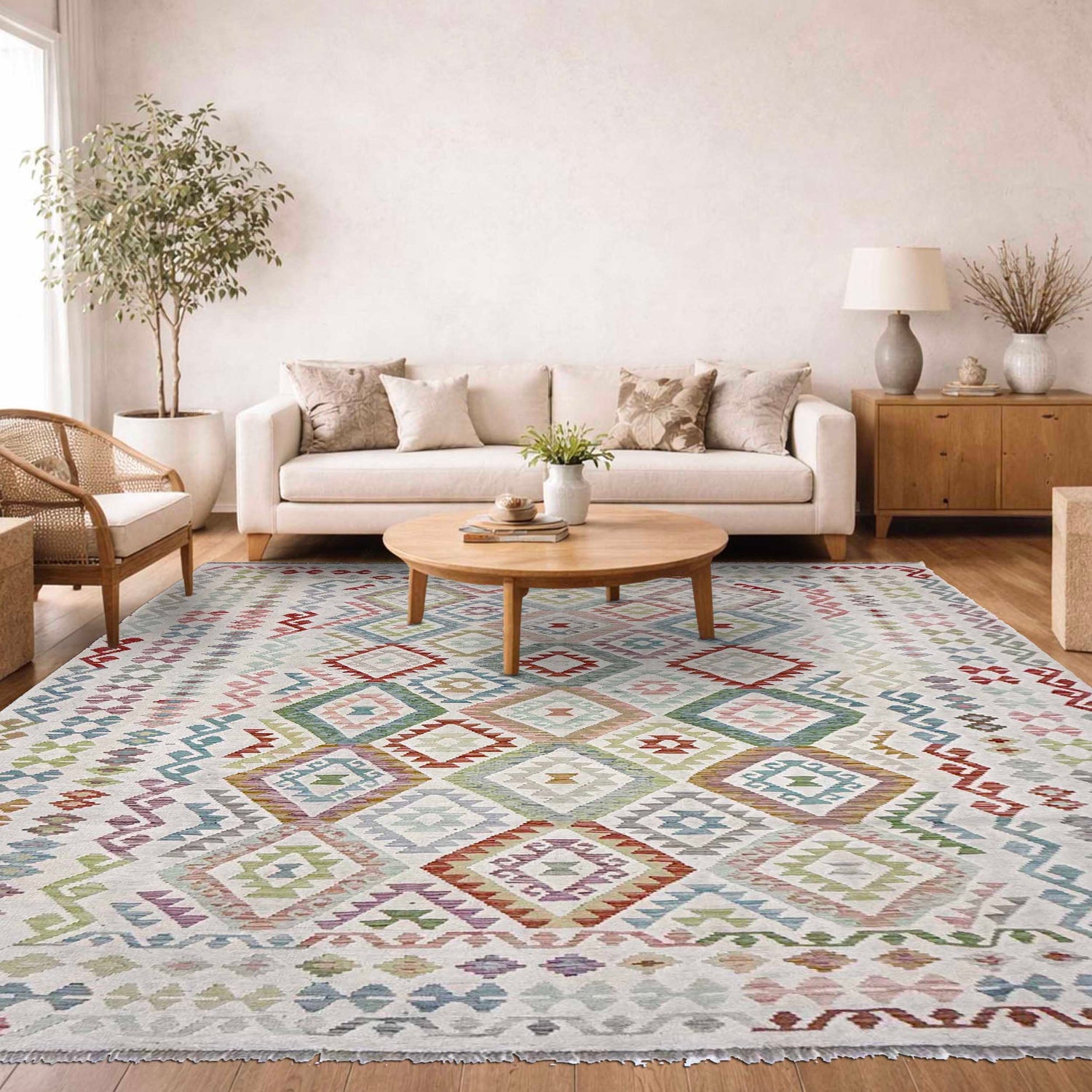 Hand Knotted Afghan Style Kilim 8' 8" x 11' 7" ft / 264 x 352 cm - No. R38787