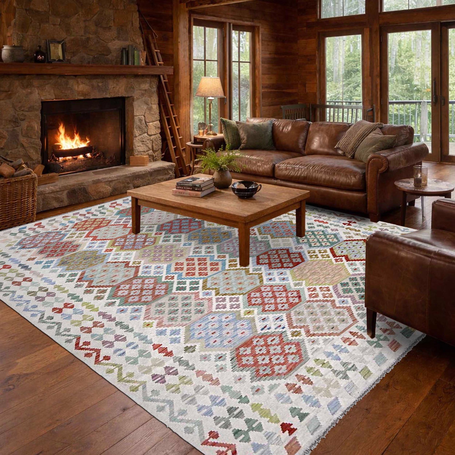 Hand Woven Wool Kelim 8' 7" x 11' 2" ft / 261 x 341 cm - No. R38788