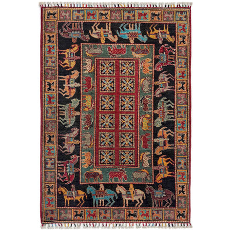 Luxury Shikargah Carpet 3' 3" x 4' 10" ft / 98 x 147 cm - No. R38792
