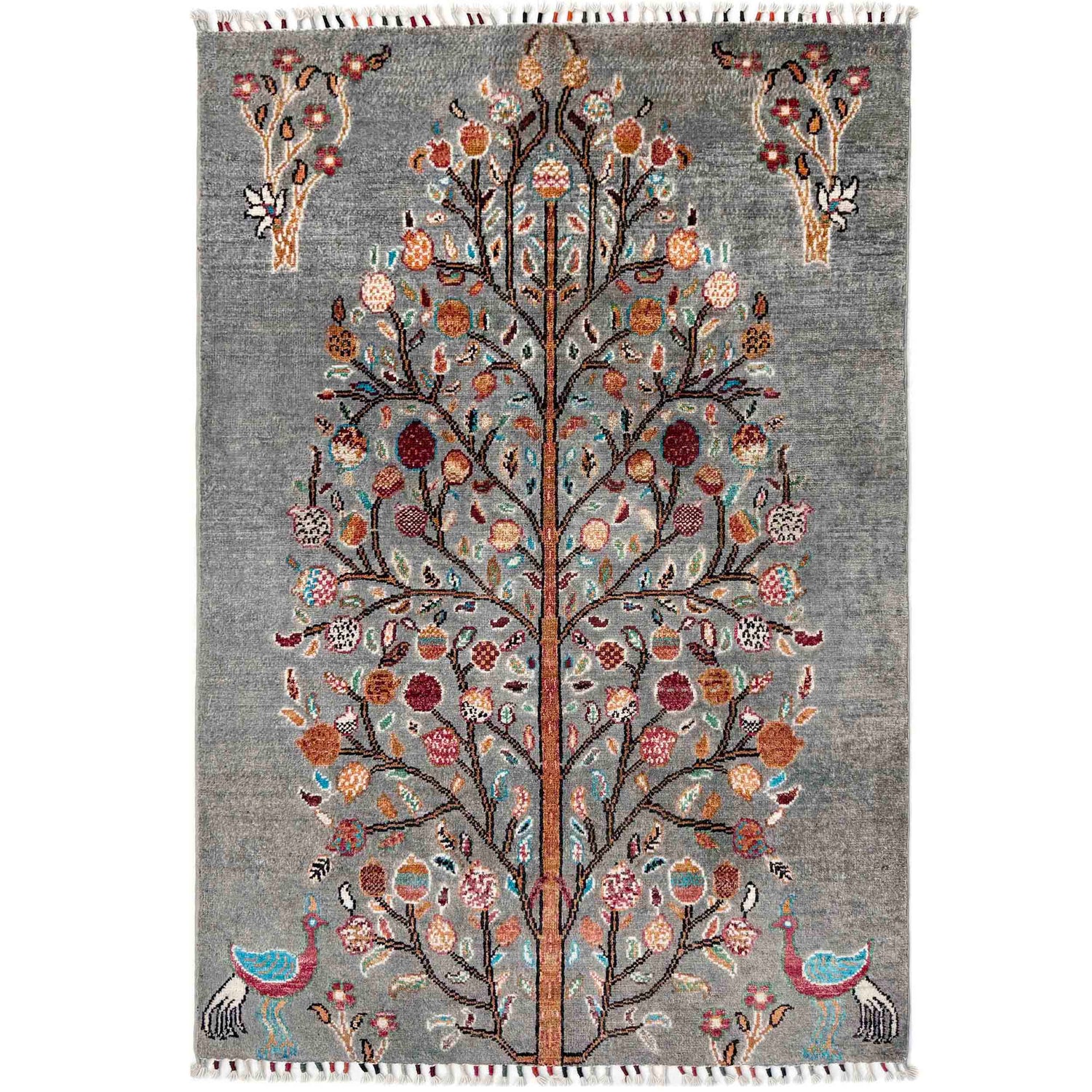 Gray Color Tree Of Life Area Rug 3' 5" x 5' 2" ft / 103 x 157 cm - No. R38794