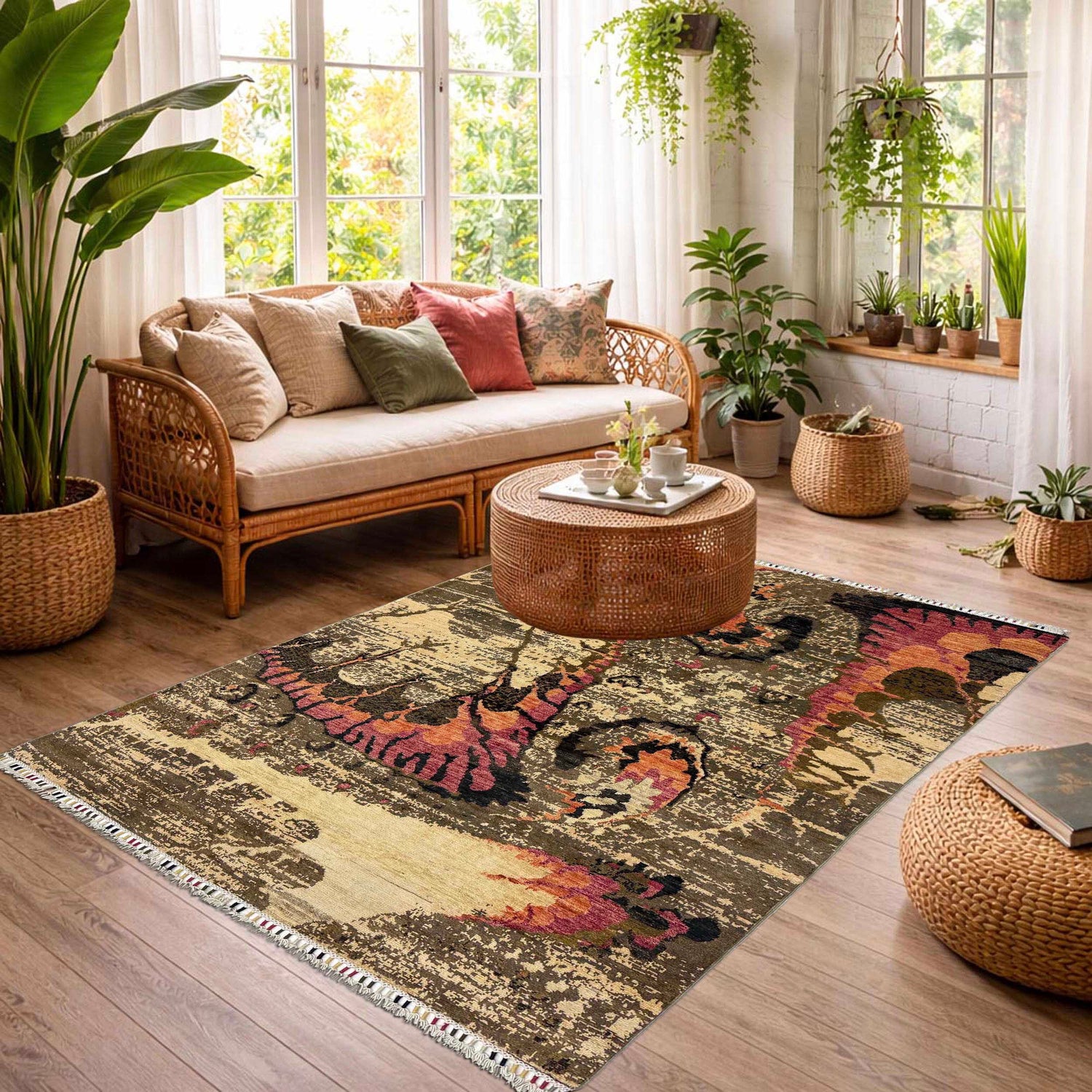 Persian Design Gabbeh Rug 4' 9" x 6' 8" ft / 146 x 204 cm - No. R38795