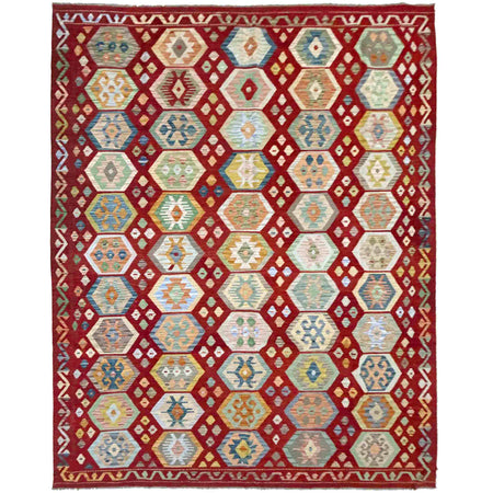 Hand Knotted Afghan Style Kilim 8' 2" x 11' 7" ft / 250 x 352 cm - No. R38796