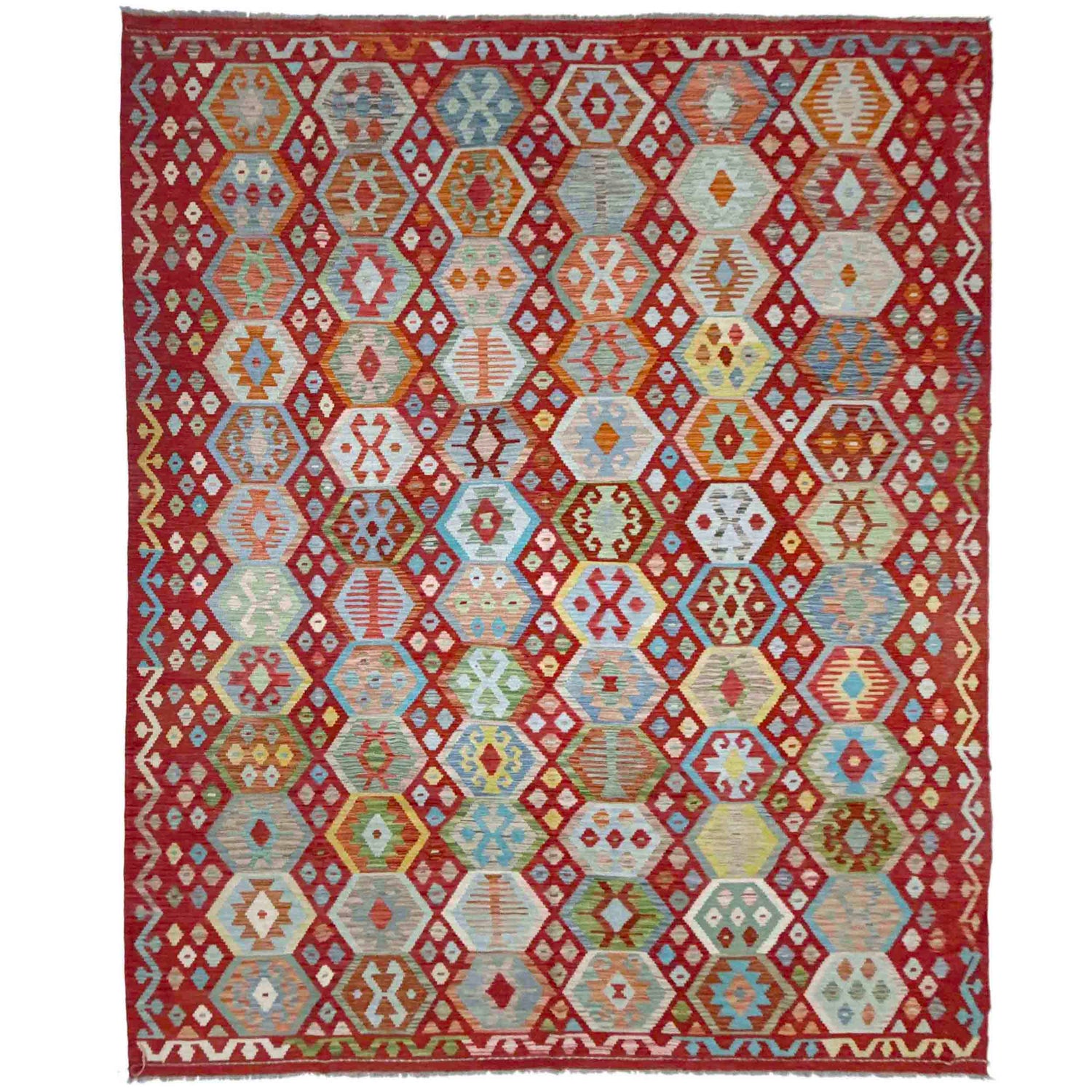 Hand Woven Wool Kelim 8' 2" x 11' 3" ft / 250 x 344 cm - No. R38797