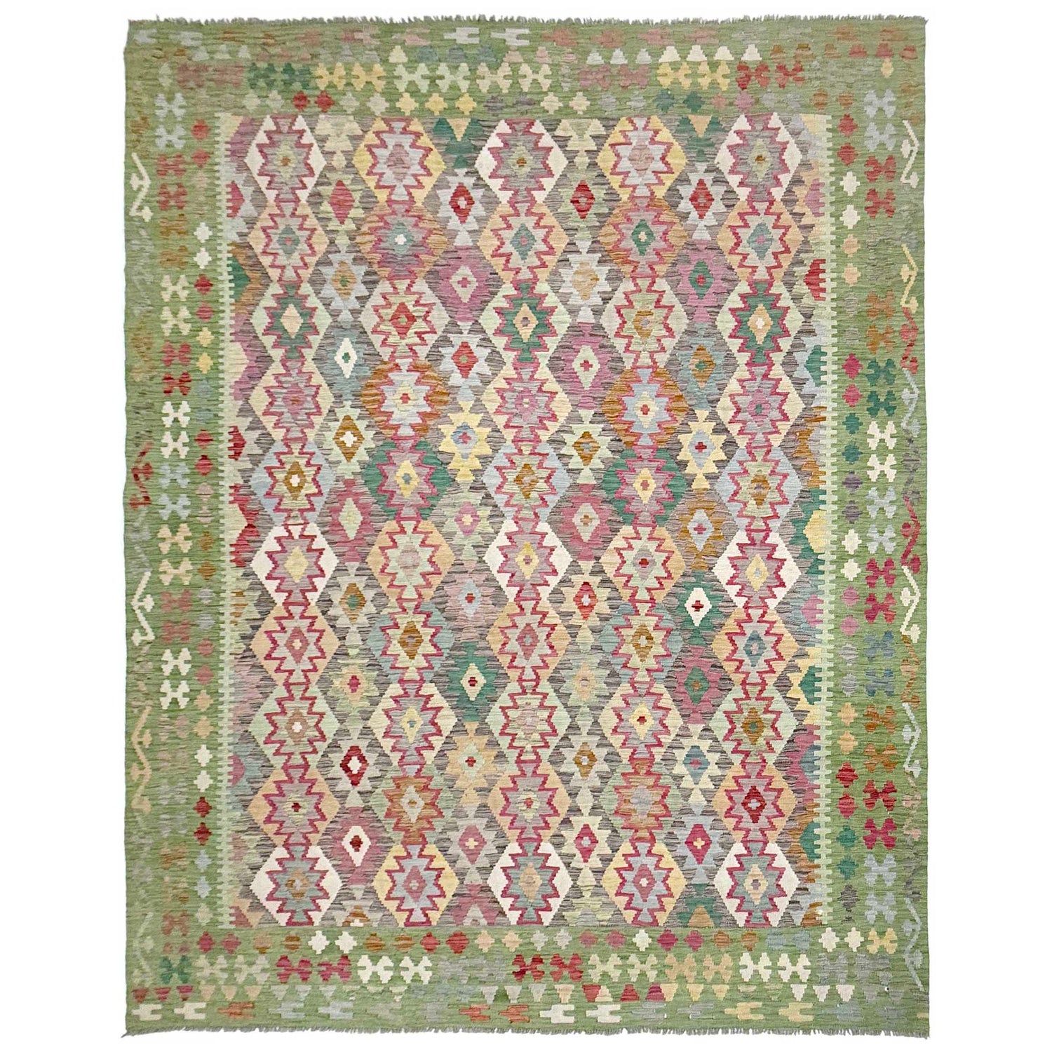 Handmade Turkish Design Wool Kilim 8' 9" x 11' 7" ft / 266 x 353 cm - No. R38799