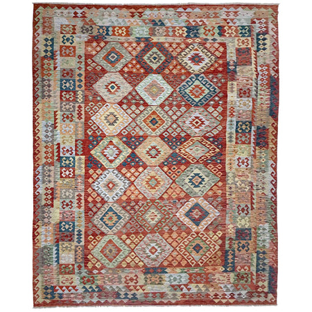 Multi Color ful Flat-Weave Wool Kilim 8' 2" x 11' 6" ft / 250 x 350 cm - No. R38800