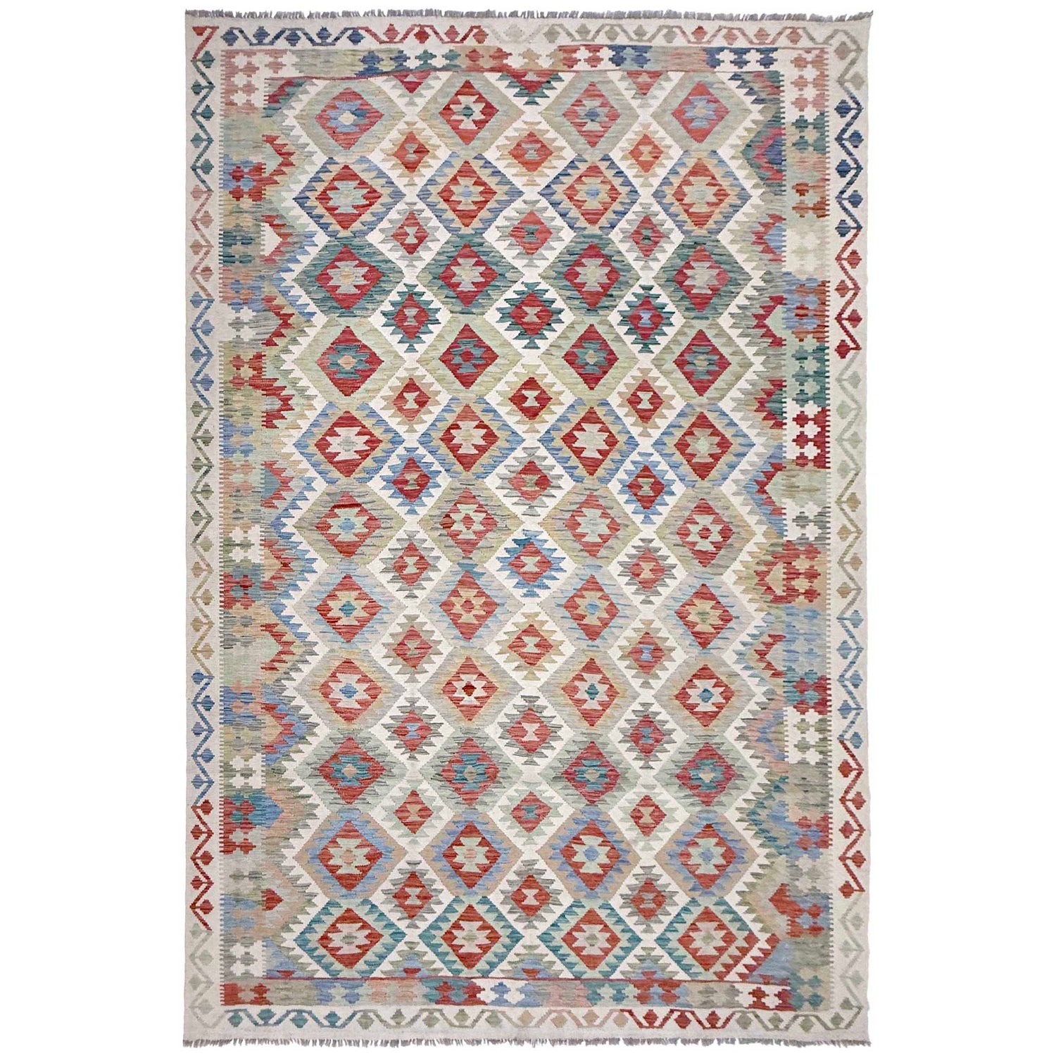 Handmade Afghan Vegetable Kilim 8' 0" x 11' 8" ft / 243 x 355 cm - No. R38803