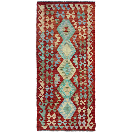 Hand Knotted Afghan Style Kilim Runner 2' 8" x 6' 3" ft / 81 x 190 cm - No. R38808