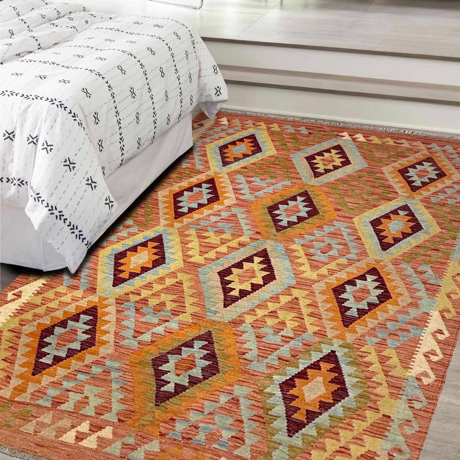 Handmade Vegetable Kelim 4' 7" x 6' 6" ft / 140 x 198 cm - No. R38811