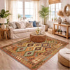 Hand Woven Wool Kelim 4' 7" x 6' 2" ft / 140 x 189 cm - No. R38813