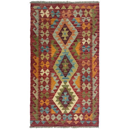 Hand Woven Wool Kelim 2' 10" x 4' 11" ft / 86 x 150 cm - No. R38819