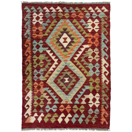 Hand Knotted Afghan Style Kilim 2' 9" x 4' 2" ft / 85 x 126 cm - No. R38821