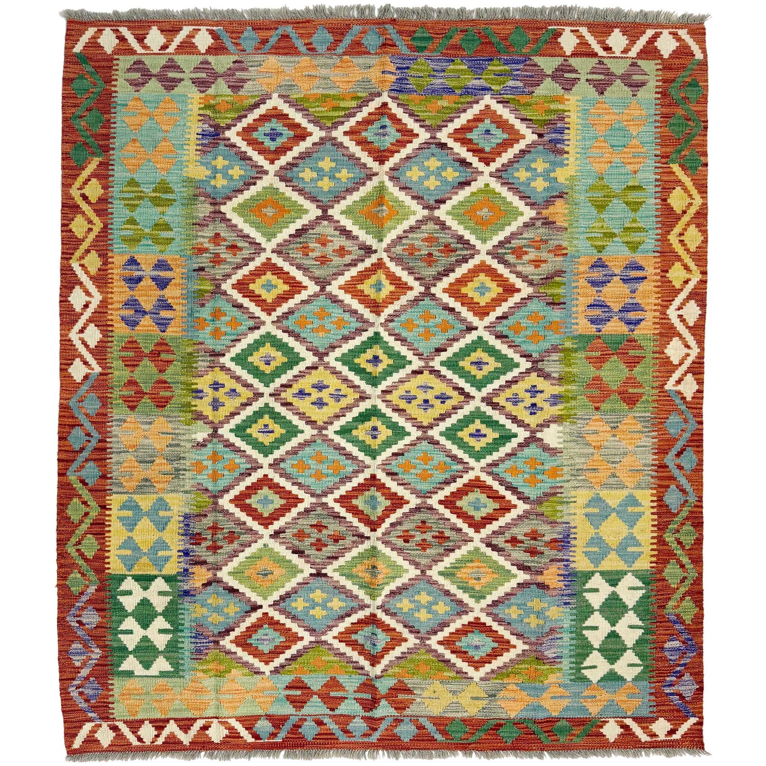 Hand Knotted Flatweave Kilim 5' 1" x 6' 4" ft / 155 x 194 cm - No. R38947