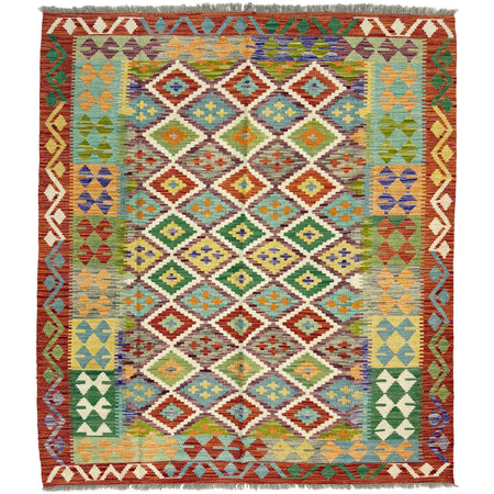 Hand Knotted Flatweave Kilim 5' 1" x 6' 4" ft / 155 x 194 cm - No. R38947