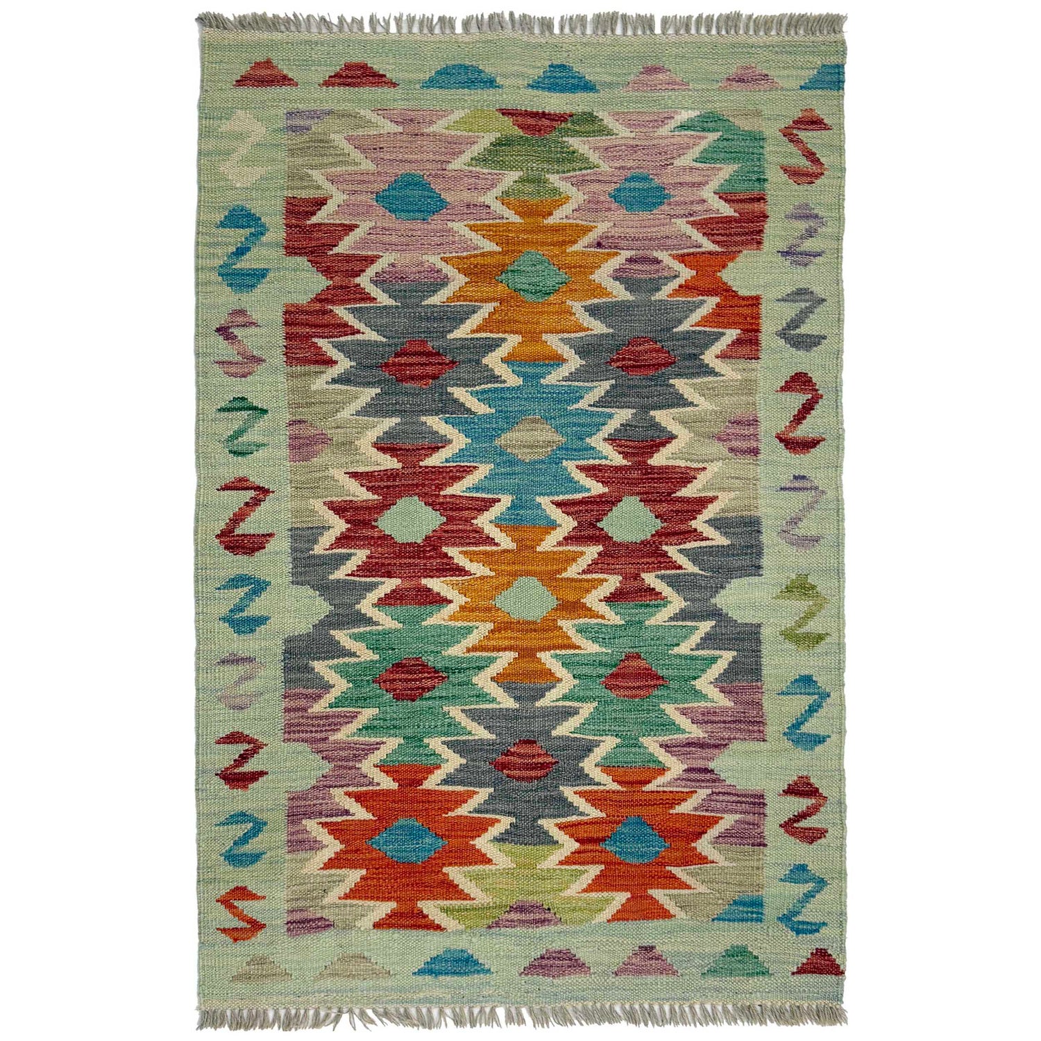 Handmade Turkish Design Wool Kilim 2' 6" x 4' 1" ft / 75 x 124 cm - No. R38948