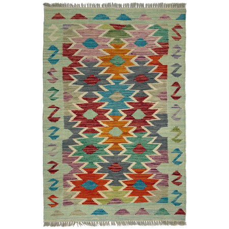 Handmade Turkish Design Wool Kilim 2' 6" x 4' 1" ft / 75 x 124 cm - No. R38948