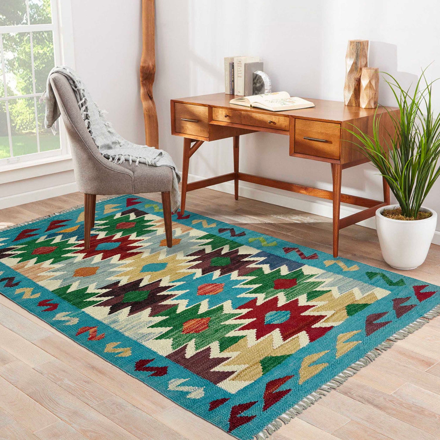 Hand Knotted Flatweave Kilim 2' 7" x 4' 1" ft / 80 x 124 cm - No. R38951