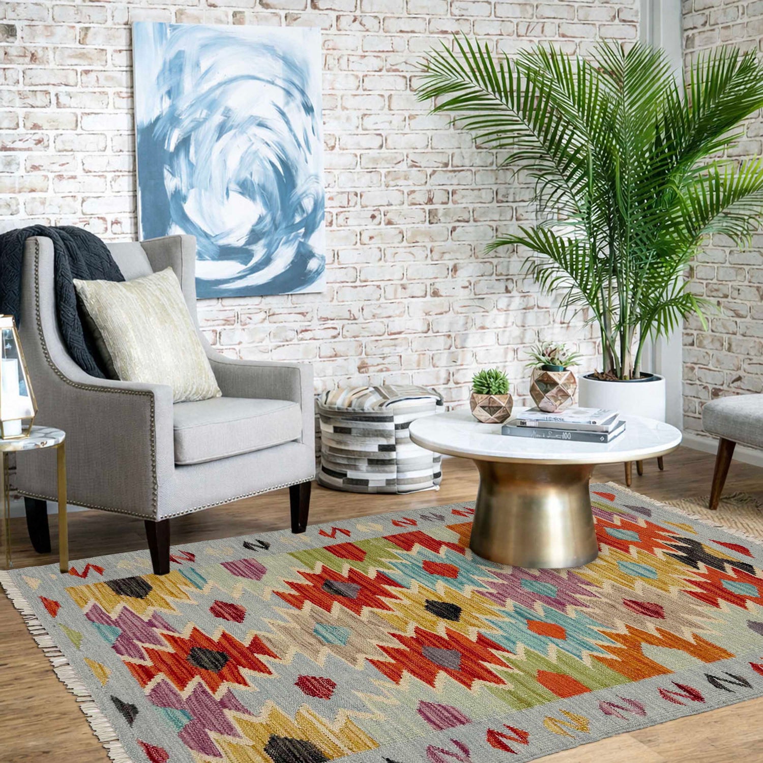Handmade Vegetable Kilim 2' 6" x 4' 1" ft / 77 x 124 cm - No. R38955