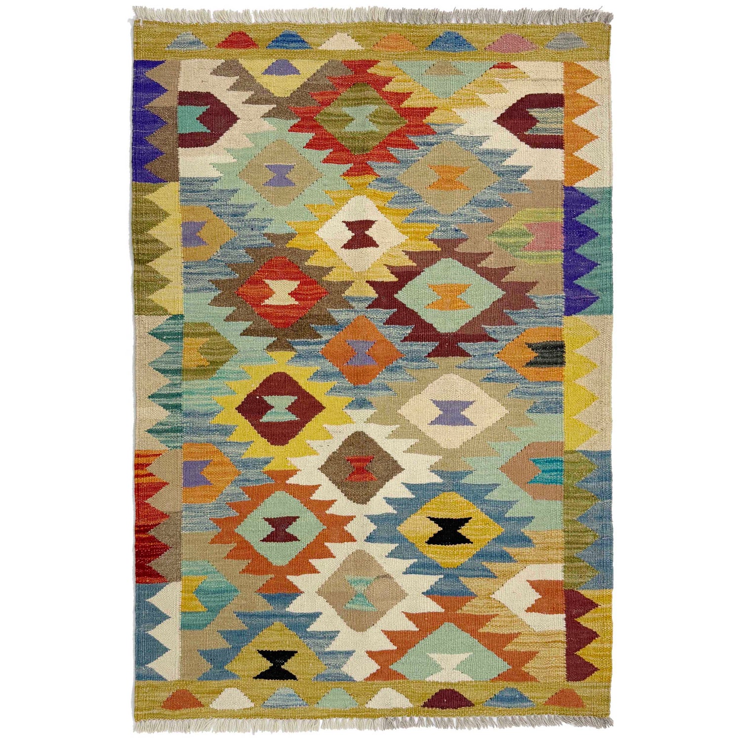 Handmade Vegetable Kelim 2' 7" x 4' 2" ft / 81 x 127 cm - No. R38956