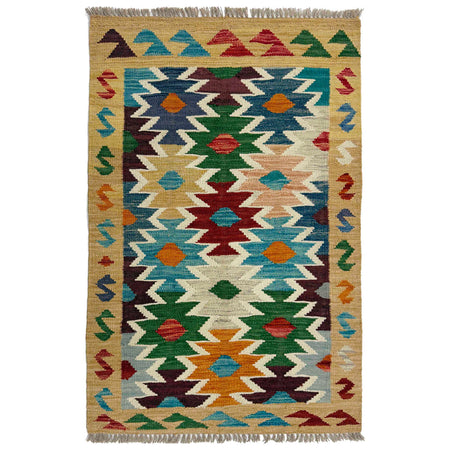 Hand Knotted Afghan Style Kilim 2' 6" x 4' 2" ft / 77 x 126 cm - No. R38957