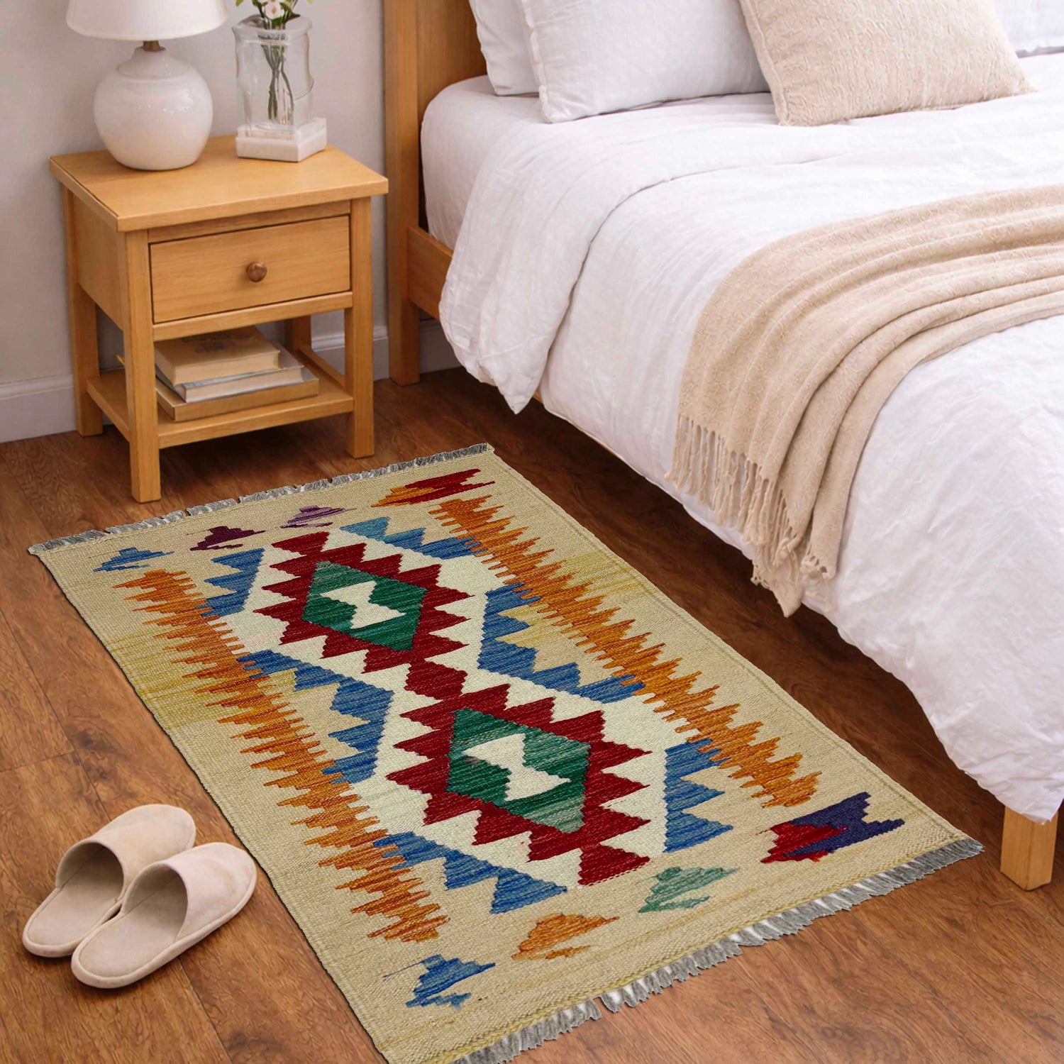 Handmade Turkish Design Wool Kilim 2' 0" x 2' 11" ft / 60 x 90 cm - No. R38960