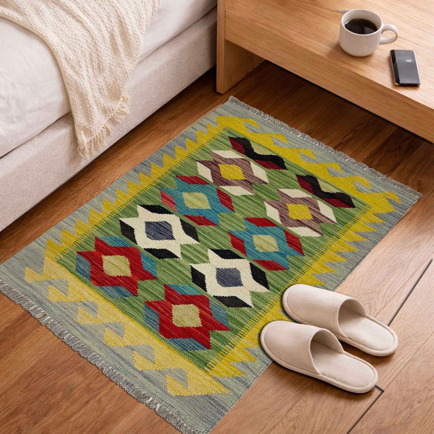 Hand Knotted Flatweave Kilim 2' 2" x 3' 1" ft / 66 x 95 cm - No. R38962