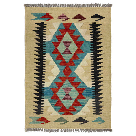 Handmade Afghan Vegetable Kilim 2' 0" x 3' 0" ft / 60 x 92 cm - No. R38963