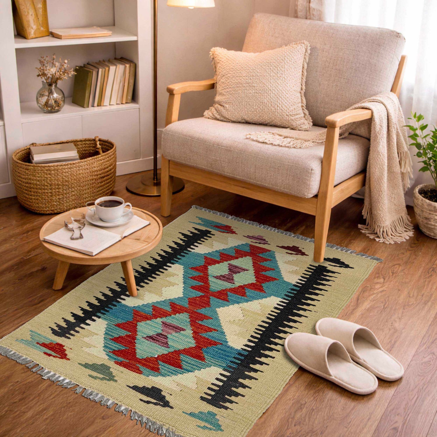 Handmade Afghan Vegetable Kilim 2' 0" x 3' 0" ft / 60 x 92 cm - No. R38963