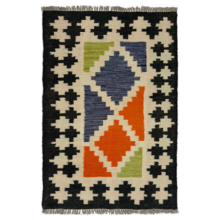 Hand Made Afghan Kilim 2' 0" x 2' 11" ft / 60 x 90 cm - No. R38964