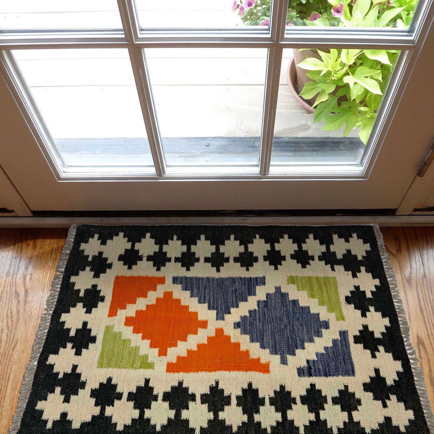 Hand Made Afghan Kilim 2' 0" x 2' 11" ft / 60 x 90 cm - No. R38964