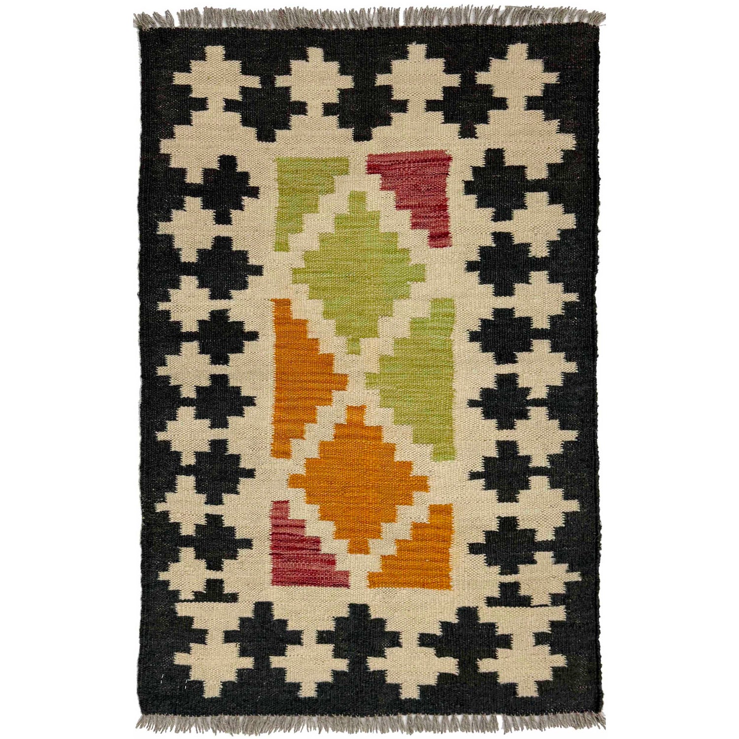Handmade Afghan Vegetable Kilim 2' 0" x 3' 1" ft / 60 x 93 cm - No. R38974