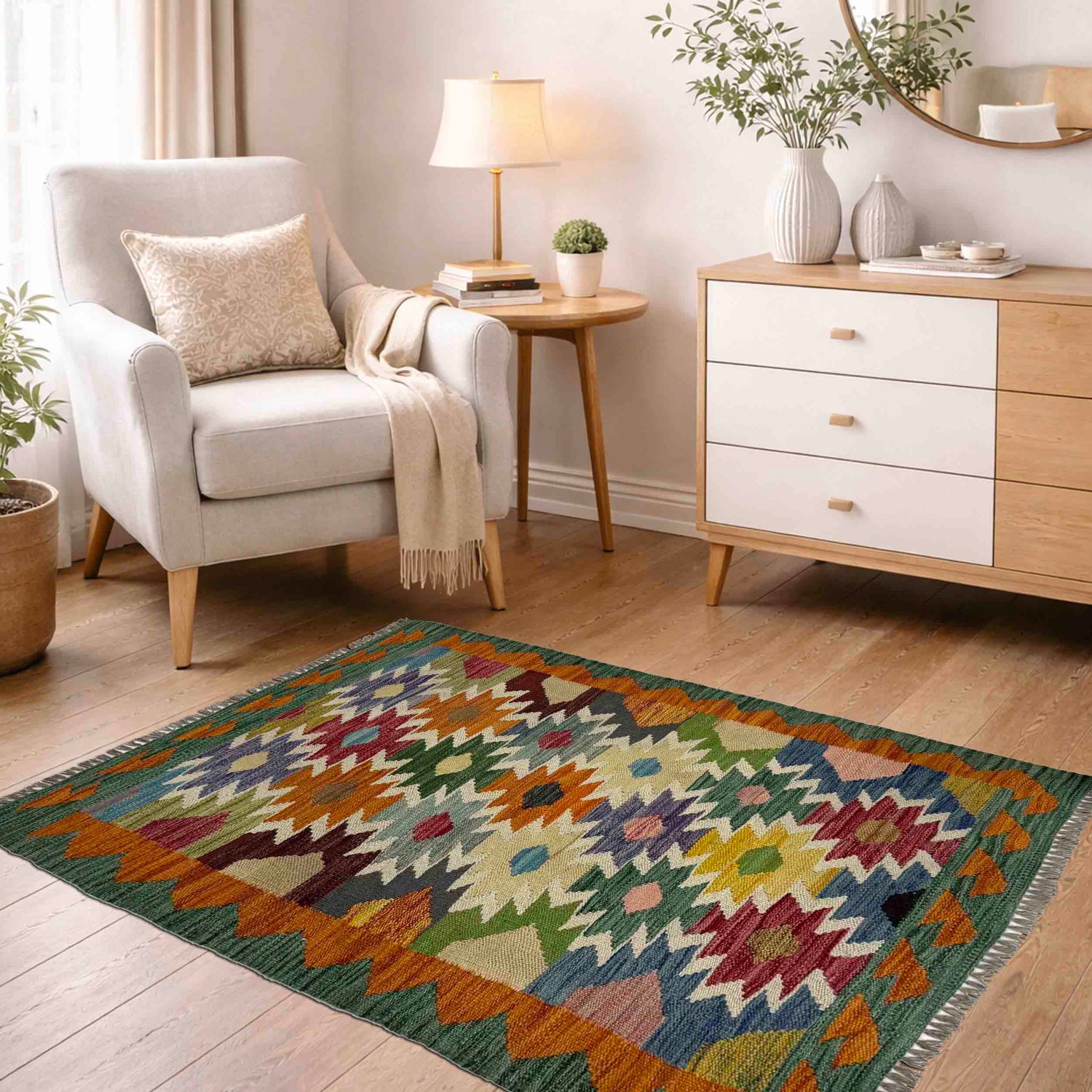 Hand Knotted Flatweave Kilim 2' 9" x 3' 7" ft / 83 x 110 cm - No. R38976